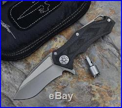 07001Star Lord Flipper DAIDO D2 Blade Carbon Fibre Handle KVT Ball Bearing Knife