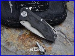 07001Star Lord Flipper DAIDO D2 Blade Carbon Fibre Handle KVT Ball Bearing Knife
