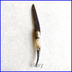 1920s Vintage Unique Fish Tail Design Folding Metal Handle Iron Knife Rare DG89