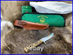 1970 Vintage Puma 6393 Skinner Knife With Stag Handles & Sheath & Pouch Mint A2