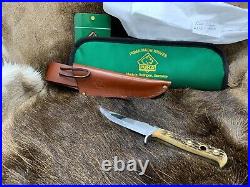 1970 Vintage Puma 6393 Skinner Knife With Stag Handles & Sheath & Pouch Mint A2