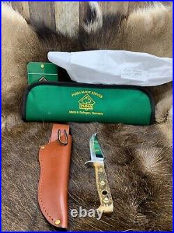 1970 Vintage Puma 6393 Skinner Knife With Stag Handles & Sheath & Pouch Mint A2