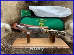 1970 Vintage Puma 6393 Skinner Knife With Stag Handles & Sheath & Pouch Mint A2