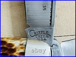 1986 Cripple Creek USA Jigged Honey Bone 3 Bl Cattle Knife By Bob Cargill #35