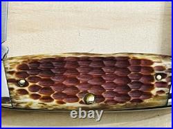 1986 Cripple Creek USA Jigged Honey Bone 3 Bl Cattle Knife By Bob Cargill #35