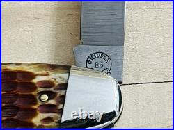 1986 Cripple Creek USA Jigged Honey Bone 3 Bl Cattle Knife By Bob Cargill #35