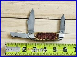 1986 Cripple Creek USA Jigged Honey Bone 3 Bl Cattle Knife By Bob Cargill #35