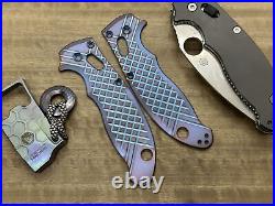 2 Tone (Blue-Purple) FRAG Cnc milled Titanium scales for Spyderco MANIX 2