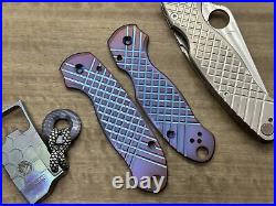 2-Tone (Blue-Purple) FRAG milled Titanium scales for Spyderco Para 3