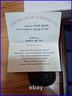 2007 William Henry Knife B07 Ag7 02/100 Excl Sterling, Sapphire, Ironwd Mint Con