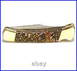 2024 Buck 110 Custom Knife With Polished Leopard Skin Jasper Stone Handles