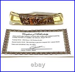 2024 Buck 110 Custom Knife With Polished Leopard Skin Jasper Stone Handles