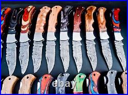 50 Pcs Lot! Forged Handmade Damascus Blade Pocket Folding Knife, Pocket Knives