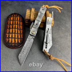 82 Layer Japanese Damascus Steel Hunting Knife Folding Pocket Knife Ball Bearing