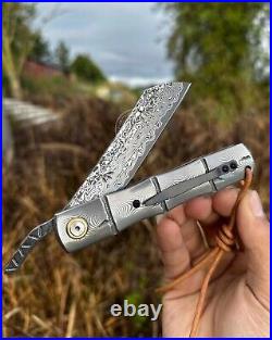 82 Layer Japanese Damascus Steel Hunting Knife Folding Pocket Knife Ball Bearing