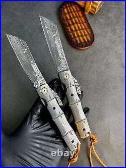 82 Layer Japanese Damascus Steel Hunting Knife Folding Pocket Knife Ball Bearing