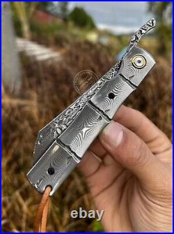 82 Layer Japanese Damascus Steel Hunting Knife Folding Pocket Knife Ball Bearing