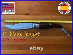 9 Arabian Style Navaja Giant Folding Pocket Knife Red Wood Scales From Spain