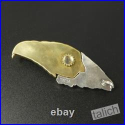 925 Sterling Silver & Brass Detailed Eagle Head Pocket Knife Pendant Unique Gift