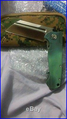 Adv Butcher 2015 Prototype Full Green Anodized Titanium Scales. Awesome Knife