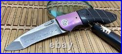 Allen Elishewitz Custom Full Dress Ebony Damascus Creedmore Folder Knife NICE