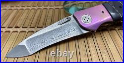Allen Elishewitz Custom Full Dress Ebony Damascus Creedmore Folder Knife NICE