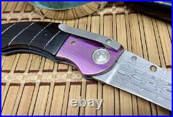 Allen Elishewitz Custom Full Dress Ebony Damascus Creedmore Folder Knife NICE