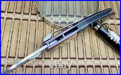 Allen Elishewitz Custom Full Dress Ebony Damascus Creedmore Folder Knife NICE