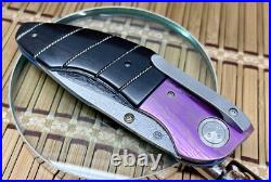 Allen Elishewitz Custom Full Dress Ebony Damascus Creedmore Folder Knife NICE