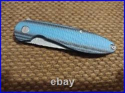 American Blade Works Model 1 V6 In s35vn, Stonewash, Blue/Blk Micarta Withpouch