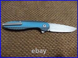 American Blade Works Model 1 V6 In s35vn, Stonewash, Blue/Blk Micarta Withpouch