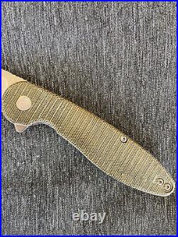 American Blade Works Model 1 V6 In s35vn, Stonewash, Green Micarta Withpouch BNIP