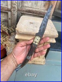 Ancient Steel Horn Brass Hilt Blade Fish Shape Folding Pocket Knife Knives