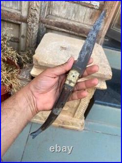 Ancient Steel Horn Brass Hilt Blade Fish Shape Folding Pocket Knife Knives