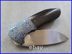 Andre Thorburn Knives L50F, Hand Satin Blade, Engraved Bolsters, Carbon Fiber