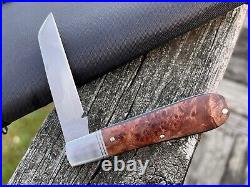 Ashwin Earl Real Lambsfoot Slipjoint Burl Wood Bronze Washers Custom 8670 Knife