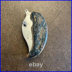 B. MERRY STUDIO CUSTOM USA ALASKAN POCKET FOLDING Ulu knife Rare Blue Mammoth