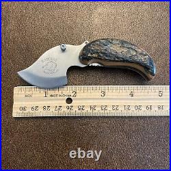 B. MERRY STUDIO CUSTOM USA ALASKAN POCKET FOLDING Ulu knife Rare Blue Mammoth