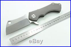 B005132 Samier Cleaver Big Rad D2 &Titanium Handle Flipper Butcher Folding Knife