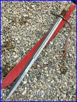 BEAUTIFUL CUSTOM HANDMADE 36.0 inches DAMASCUS STEEL HUNTING SWORD WITH SHEATH