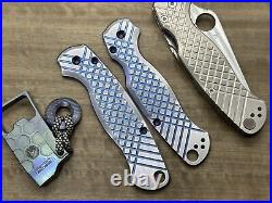 BLUE ano Brushed FRAG milled Titanium scales for Spyderco Paramilitary 2 PM2