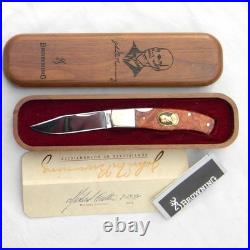 BROWNING Japan 1994 24K gold plated mod 152 lockback 1 of 5000, walnut case, COA