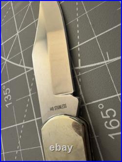 BUFFALO Navajo Handmade Wood/Silver/Turquoise/Onyx Handle 440 S. Steel 3 Blade