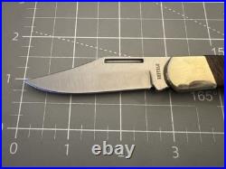 BUFFALO Navajo Handmade Wood/Silver/Turquoise/Onyx Handle 440 S. Steel 3 Blade