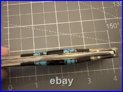 BUFFALO Navajo Handmade Wood/Silver/Turquoise/Onyx Handle 440 S. Steel 3 Blade