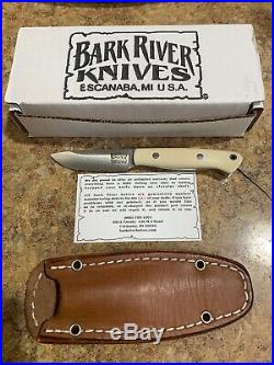 Bark River Knife CPM Cru-Wear Bone White Micarta Green Liner