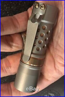 Barrel Custom Tactical Torch Flashlight by Kevin Shirley Titanium & Copper NEW