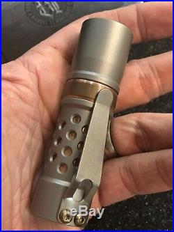 Barrel Custom Tactical Torch Flashlight by Kevin Shirley Titanium & Copper NEW