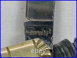 Bear & Bull Hand Made Mother Of Pearl And Abalone 2 Blade Pocket Knife Rare