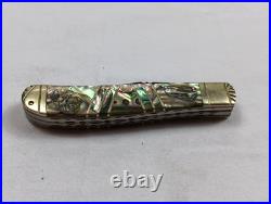 Bear & Bull Hand Made Mother Of Pearl And Abalone 2 Blade Pocket Knife Rare